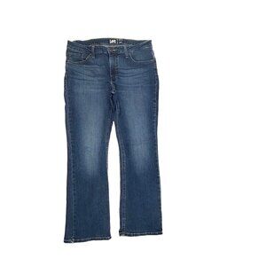Lee Regular Fit Mid Rise Women's size 12P Dark Wash Blue Denim Jeans‎